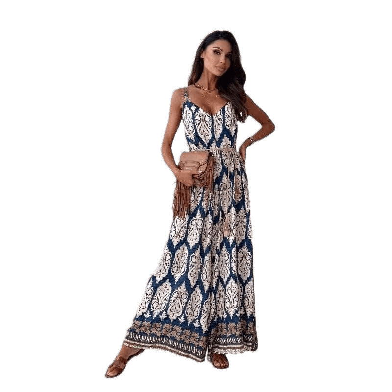 Ladies Bohemian Wide Leg Jumpsuit Lune London