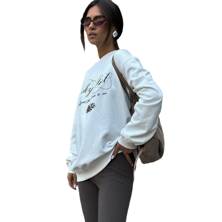 Casual sweatshirt for women with elegant inscription Lune London