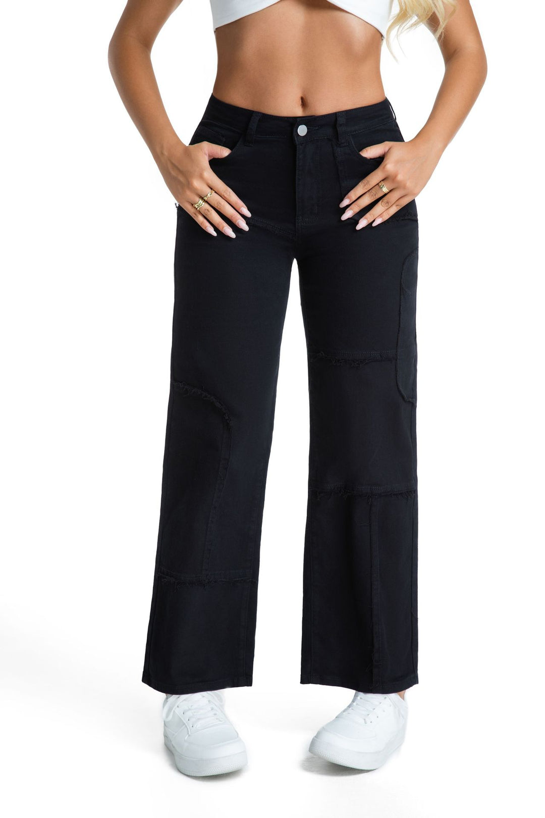 Wide jeans for women with stylish patchwork Lune London