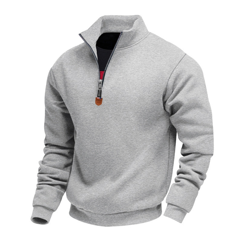 Sporty men's sweater with half-zip closure and trendy high collar Lune London