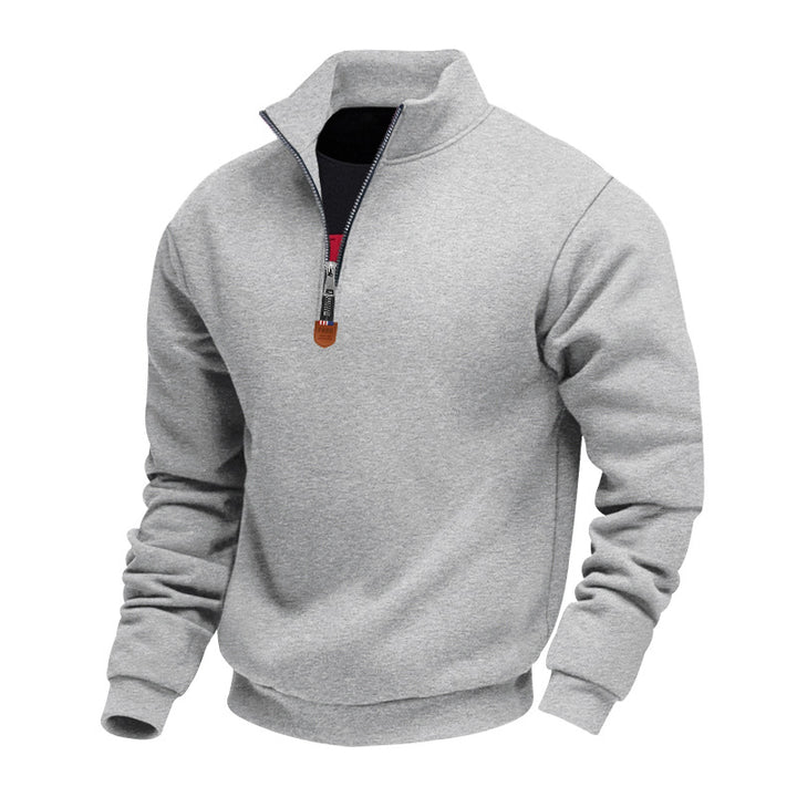 Sporty men's sweater with half-zip closure and trendy high collar Lune London