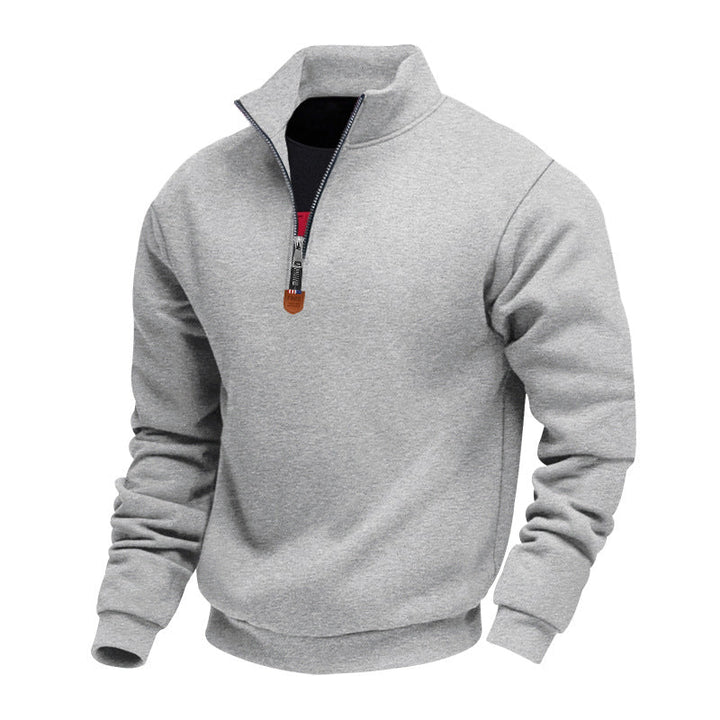 Men's Sporty Pullover with Half Zipper and Fashionable Stand-Up Collar Lune London