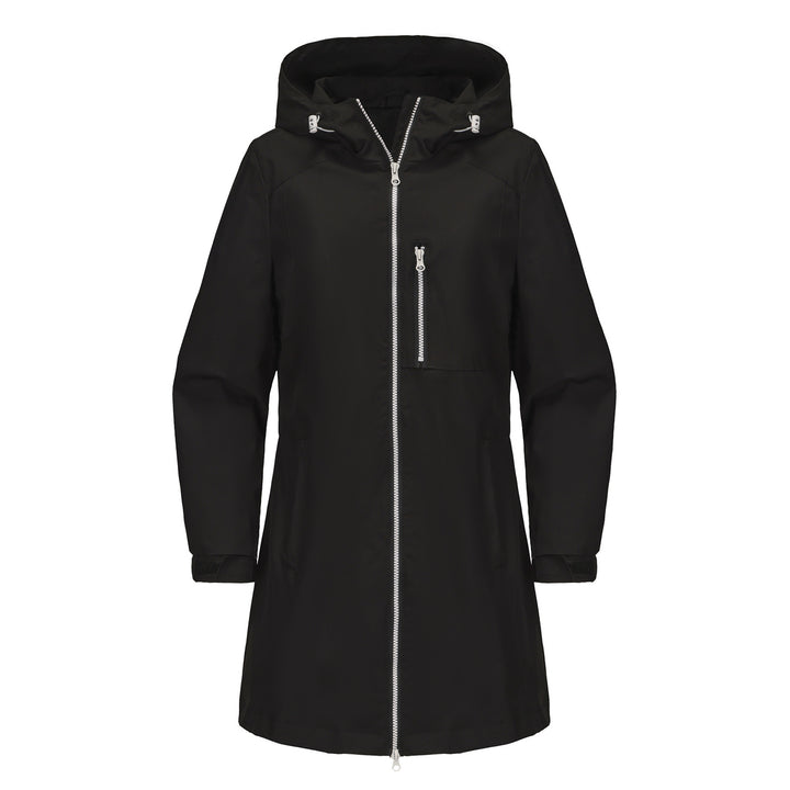Women's modern rain jacket with hood and practical pockets Lune London