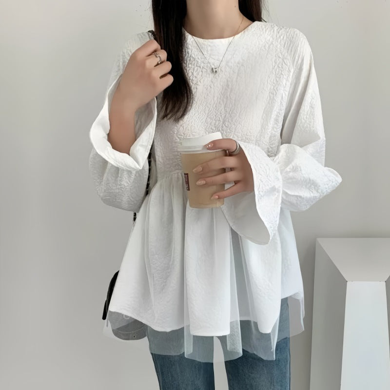 Women Peplum Blouse with Flared Sleeves Lune London