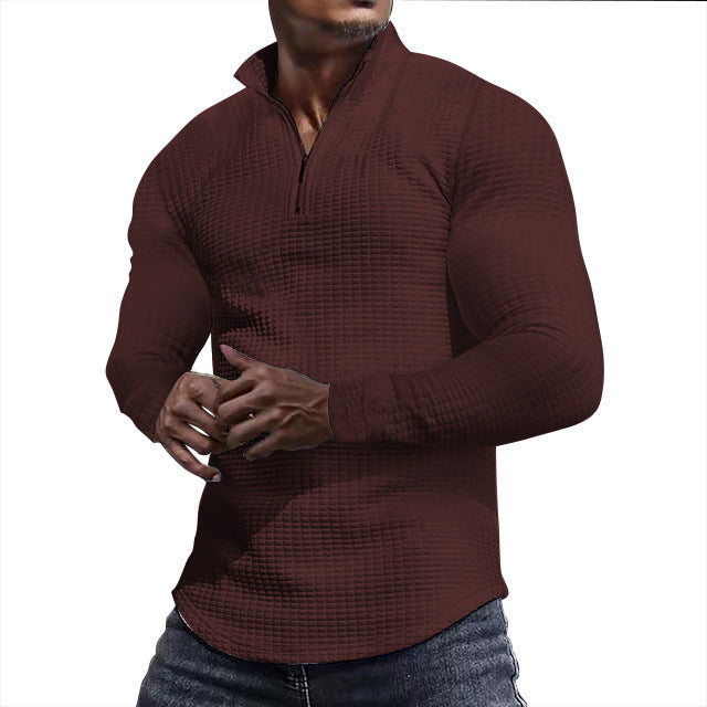 Functional T-shirt for men with high collar and textured design Lune London