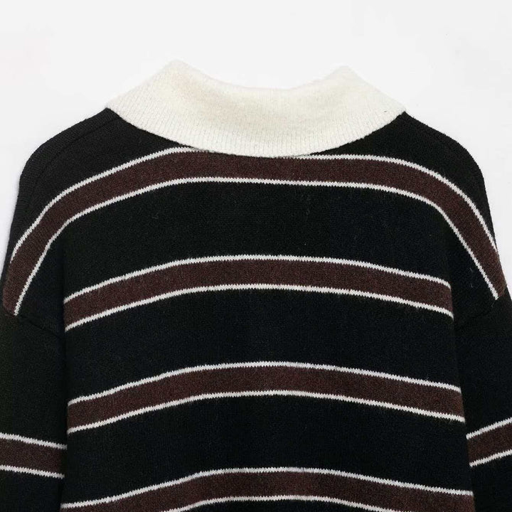 Pull décontracté pour femmes avec col et patte de boutonnage Chic & Stil