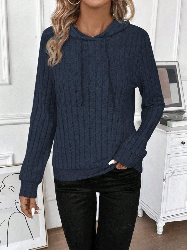 Ladies ribbed design fleece hoodie Lune London