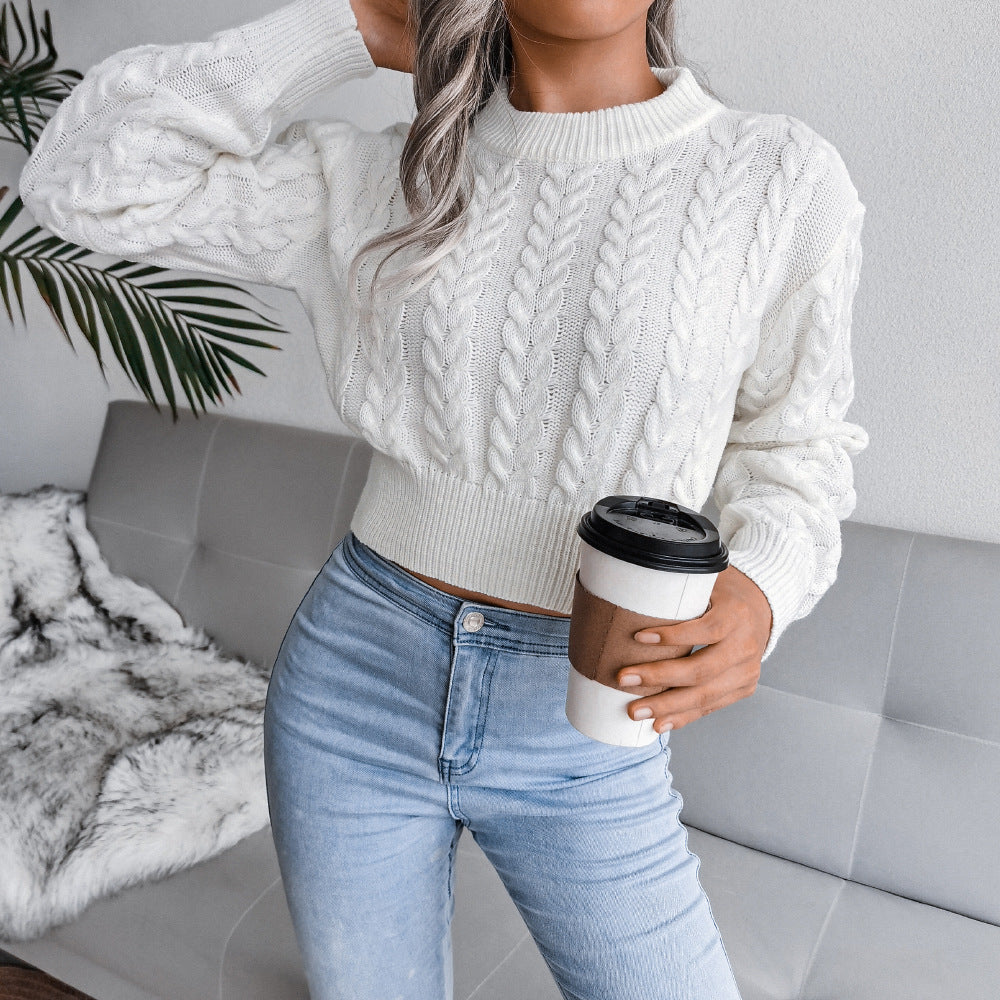 Pull en tricot épais pour femmes avec motif en cable élégant et coupe ajustée Chic & Stil