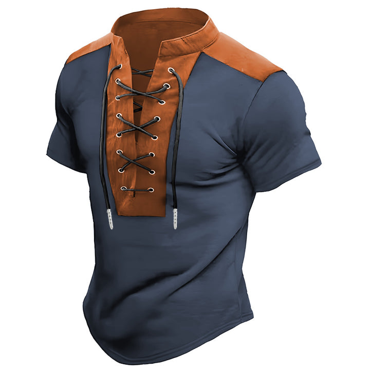 Men Leisure Short Sleeve Lace-Up Top Lune London