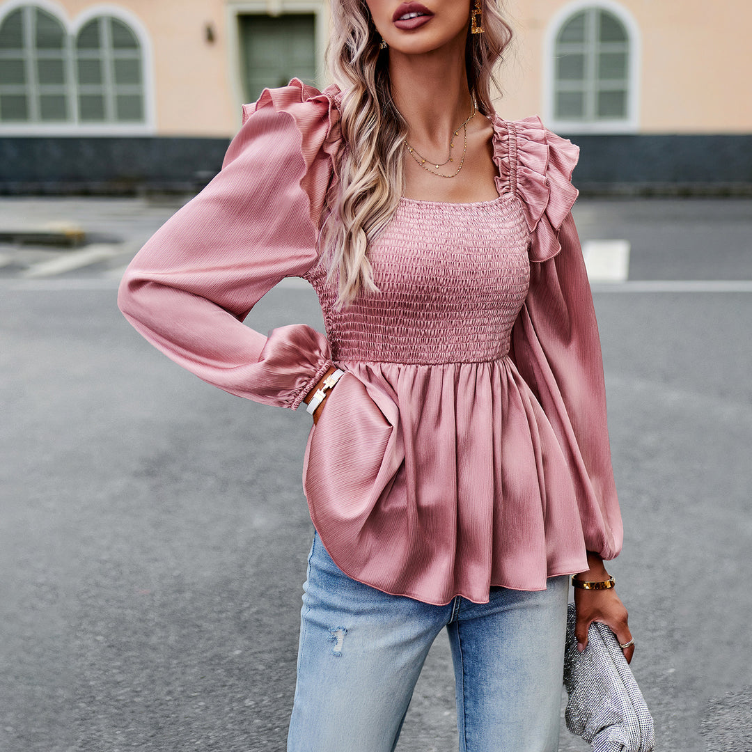 Blouse for women with ruffled details and an elastic waist Lune London