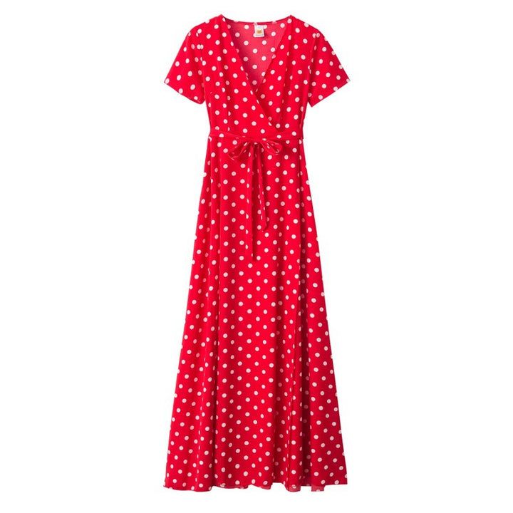 Robe maxi femme avec design floral enroulé et taille élégante Chic & Stil