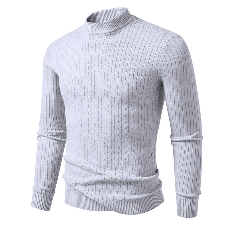 Men's turtleneck sweater with textured cable design Lune London