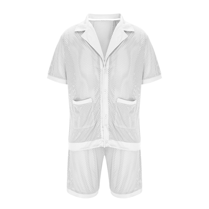 Ladies Lightweight Mesh Pajama Set with Practical Pockets and Button Placket Lune London