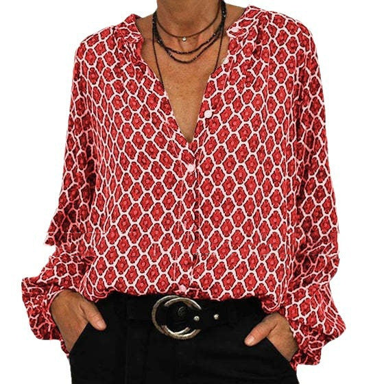 Women's Blouse with Unusual Print and Comfortable Long Sleeves Lune London