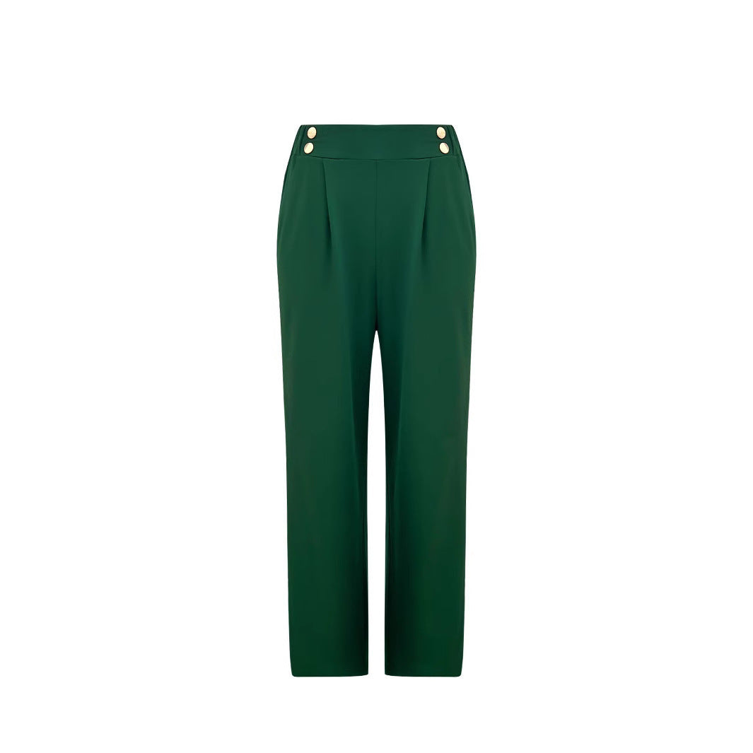 High-waisted wide-leg pants for women with stylish button details Lune London