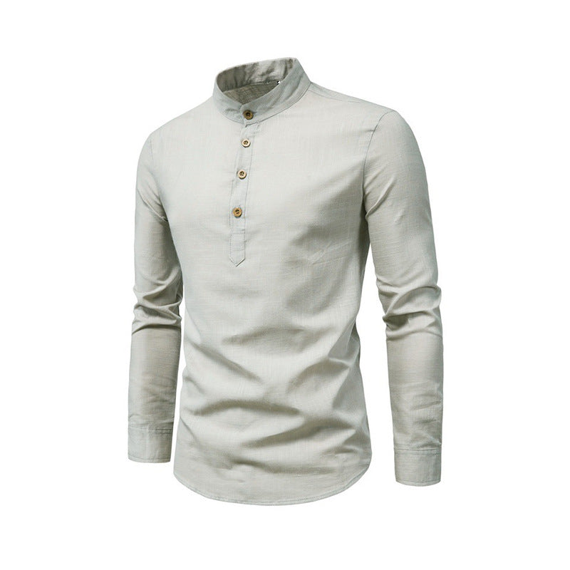 Men's long sleeve shirt with Henley neckline and decorative button placket Lune London