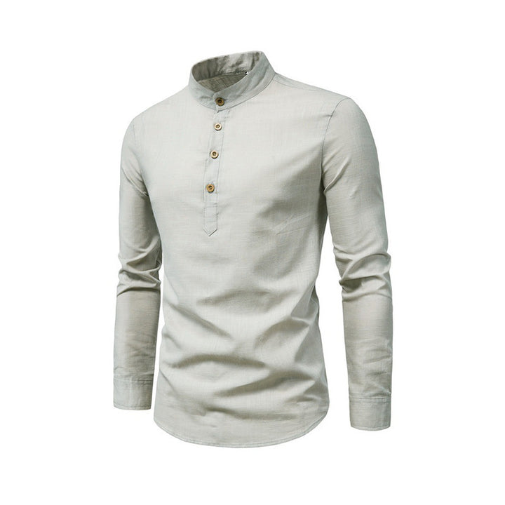 Men's long sleeve shirt with Henley neckline and decorative button placket Lune London