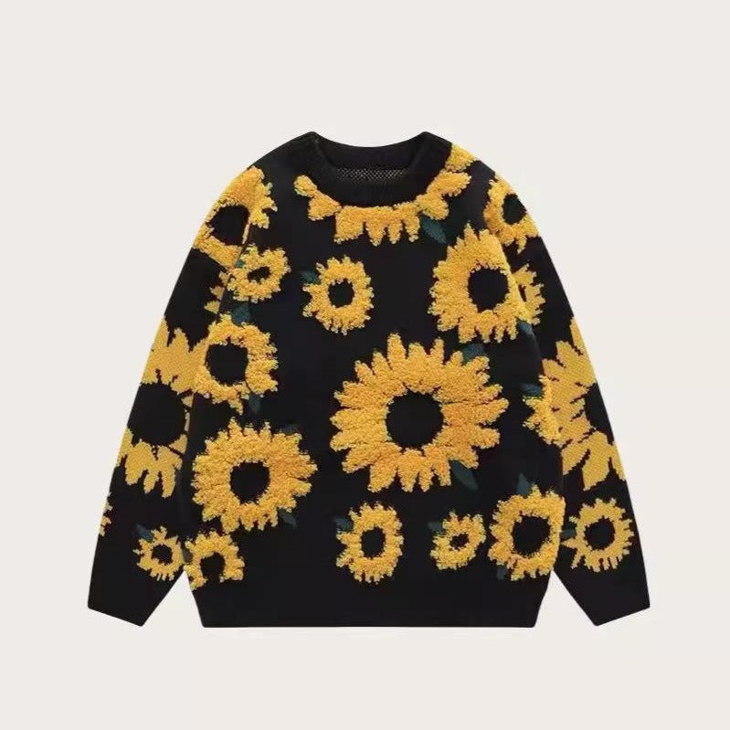 Thick knit pullover for ladies with floral appliqués Lune London