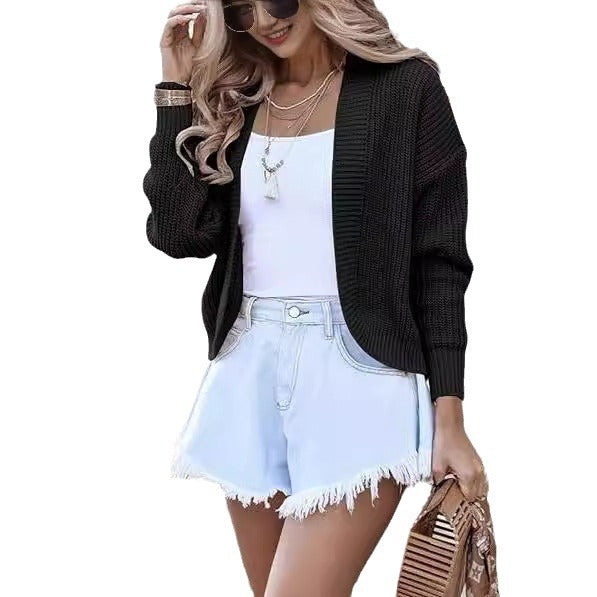 Casual knit jacket for women with open edges and modern cut Lune London