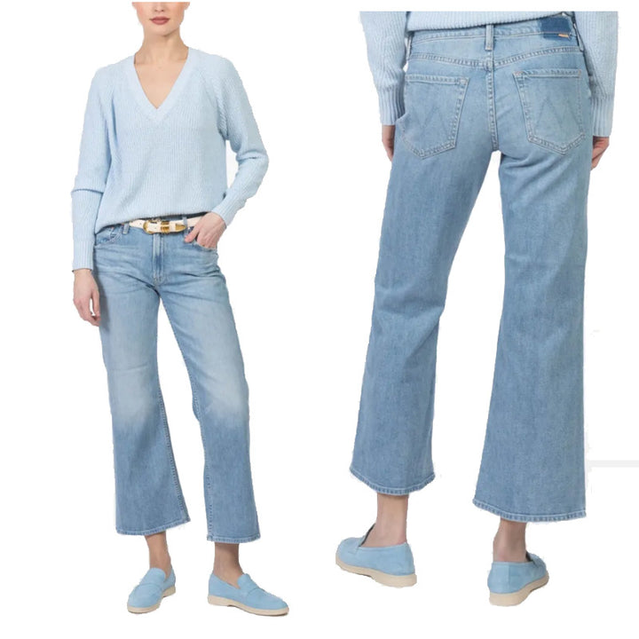 Wide cropped jeans for women with high waist and flared leg Lune London