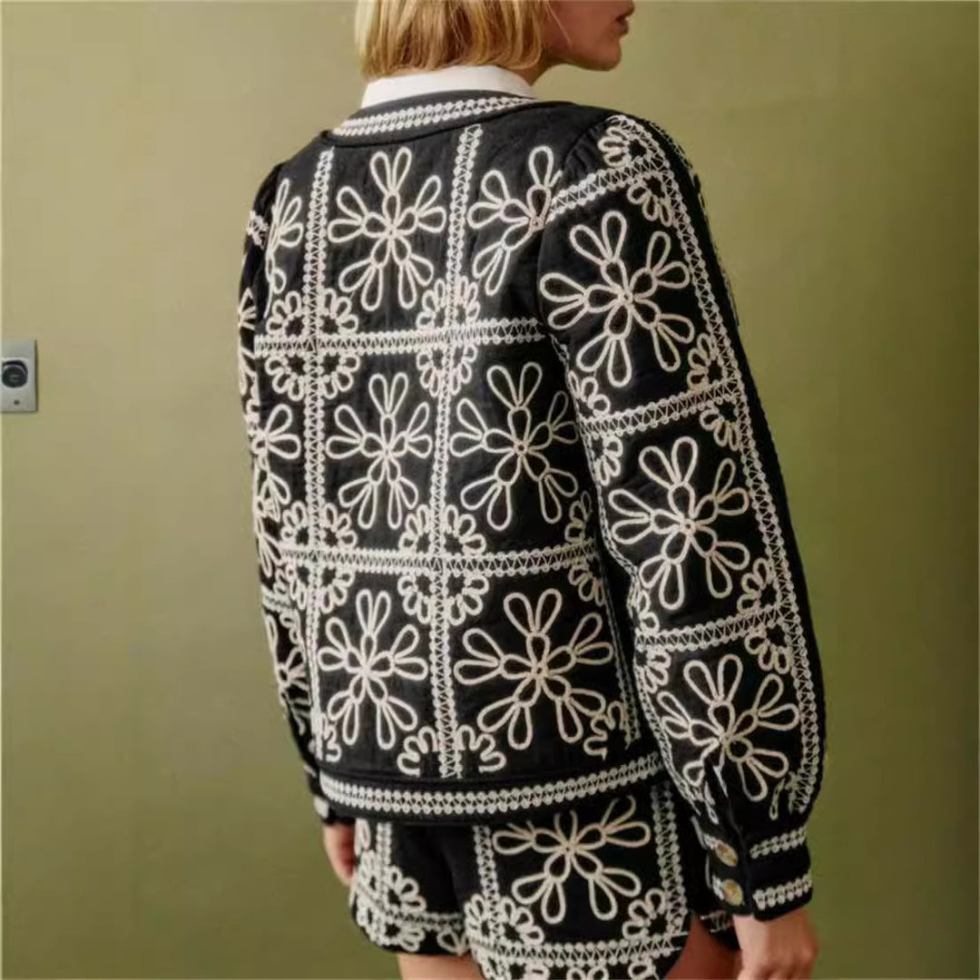 Embroidered floral jacket for women with voluminous sleeves Lune London