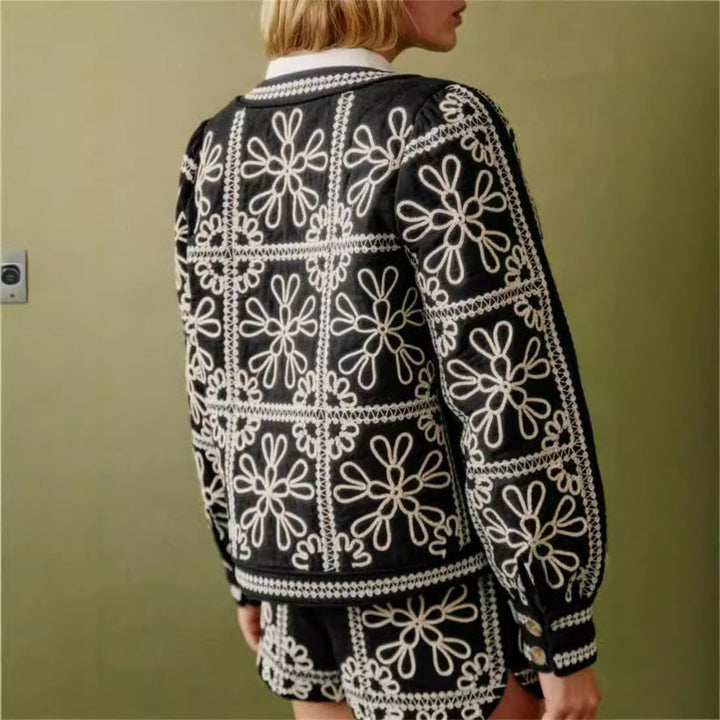 Embroidered floral jacket for women with voluminous sleeves Lune London