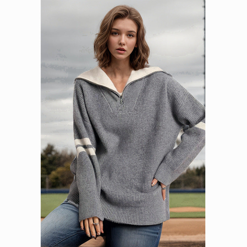 Oversized sporty sweatshirt for women with zipper and wide sleeves Lune London