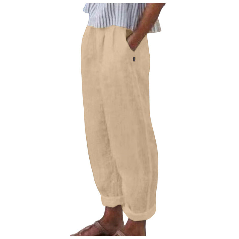 Comfortable linen trousers for women with a relaxed fit and side pockets Lune London