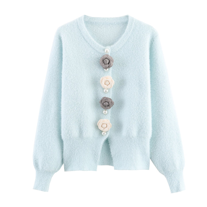 Women's filigree cardigan with decorative floral applications Lune London