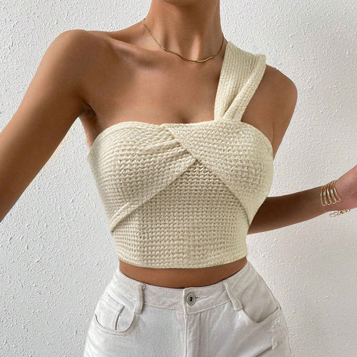 Elegant short top for women with a single strap and a lovely drape Chic & Stil