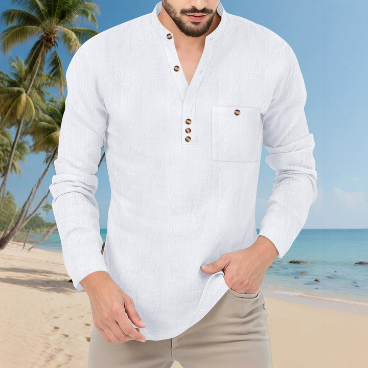 Casual long-sleeve shirt for men with button placket and chest pocket Lune London