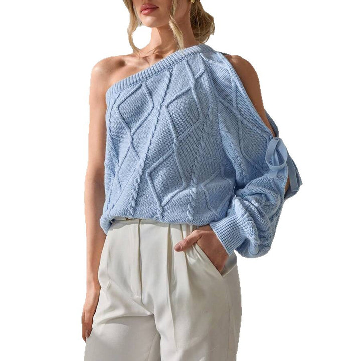 Knit sweater for women with asymmetrical cut-out details and an elegant ribbed design Lune London