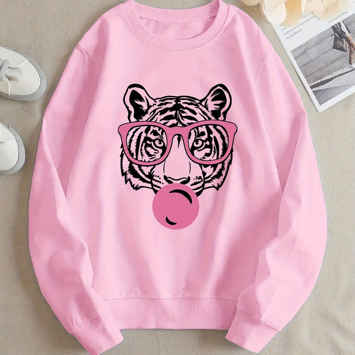 Sweat-shirt pour femmes avec design de tigre créatif et coupe décontractée Chic & Stil