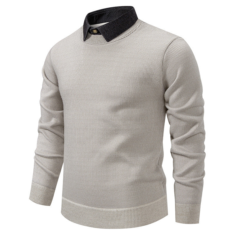 Men's Fine Knit Pullover with Modern Collar Design Lune London
