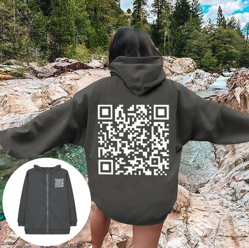 Women's hoodie jacket with QR code design and soft fleece Lune London