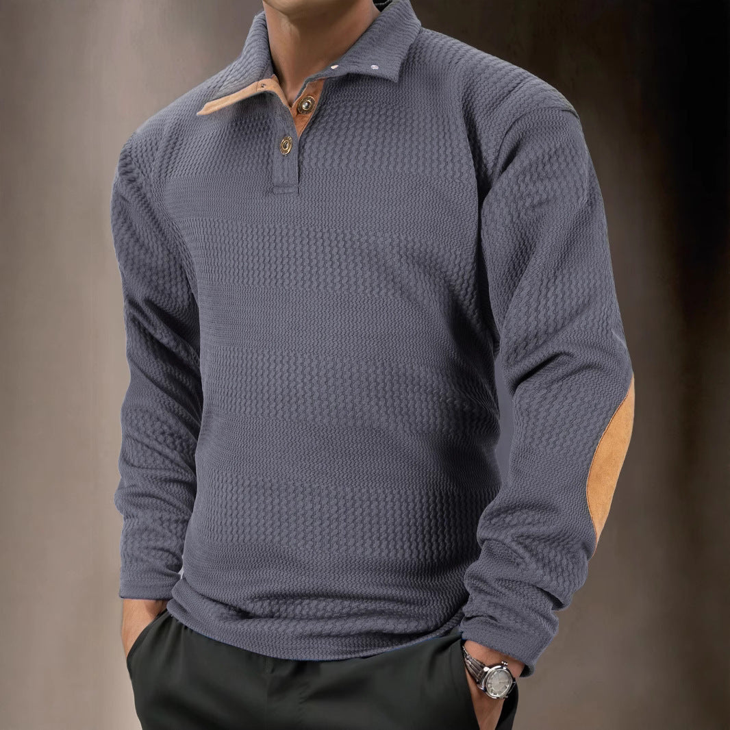 Men's structured long sleeve polo with high-quality contrasting elements Lune London