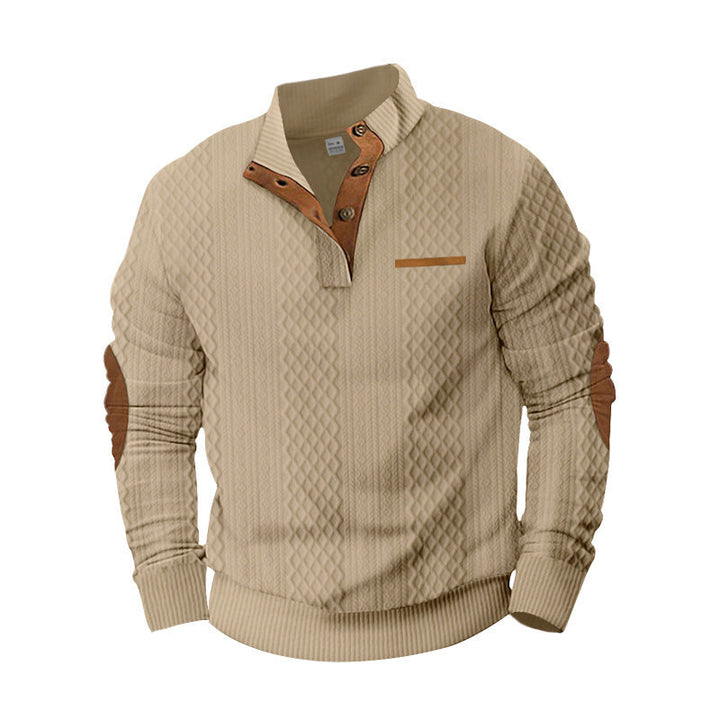 Men's Knit Sweater with Modern Collar and Textured Surface Lune London