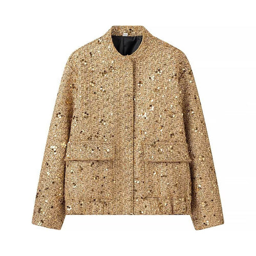Functional jacket for women with sparkling Lurex and practical pockets Lune London