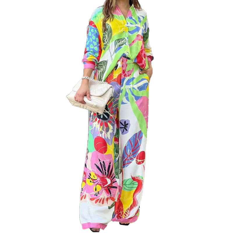 Combinaison élégante pour femmes en deux pièces avec un motif floral coloré et une coupe décontractée Chic & Stil