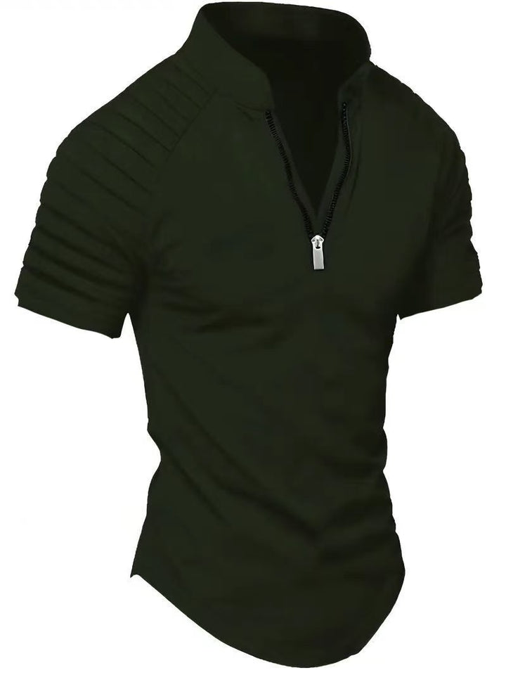Short Sleeve Sports T-Shirt for Men with Structured Zipper Chic and Style