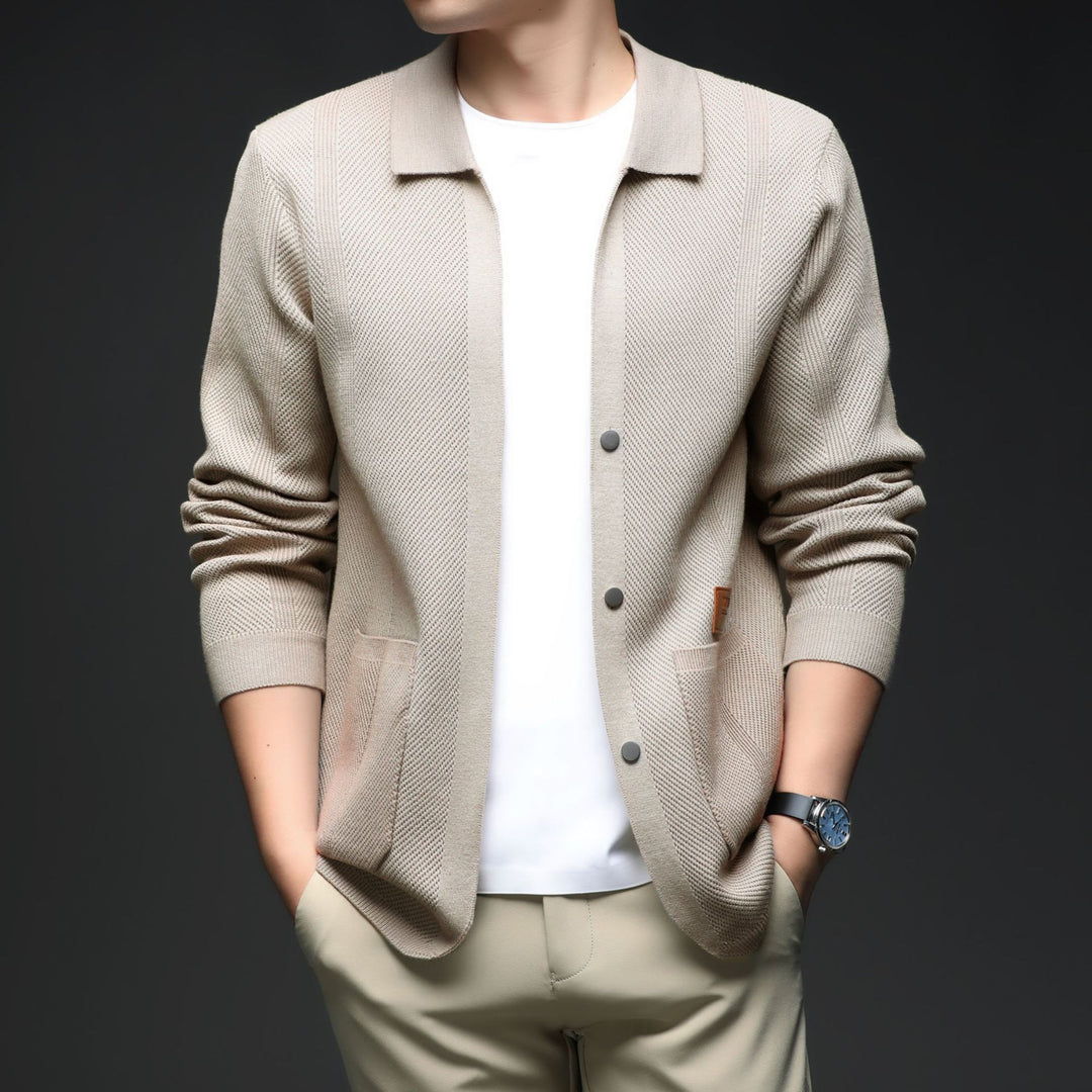 Knitted jacket for men with a casual fit and classic collar Lune London