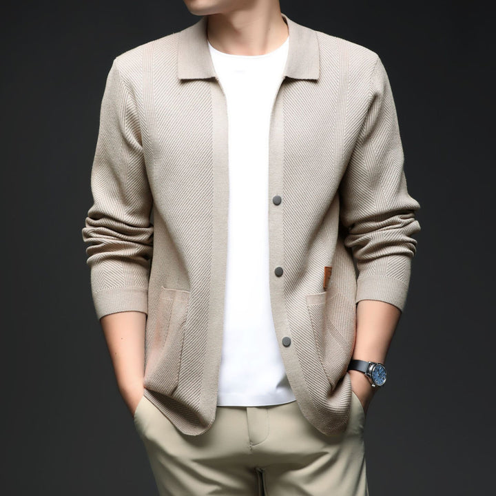 Knitted jacket for men with a casual fit and classic collar Lune London