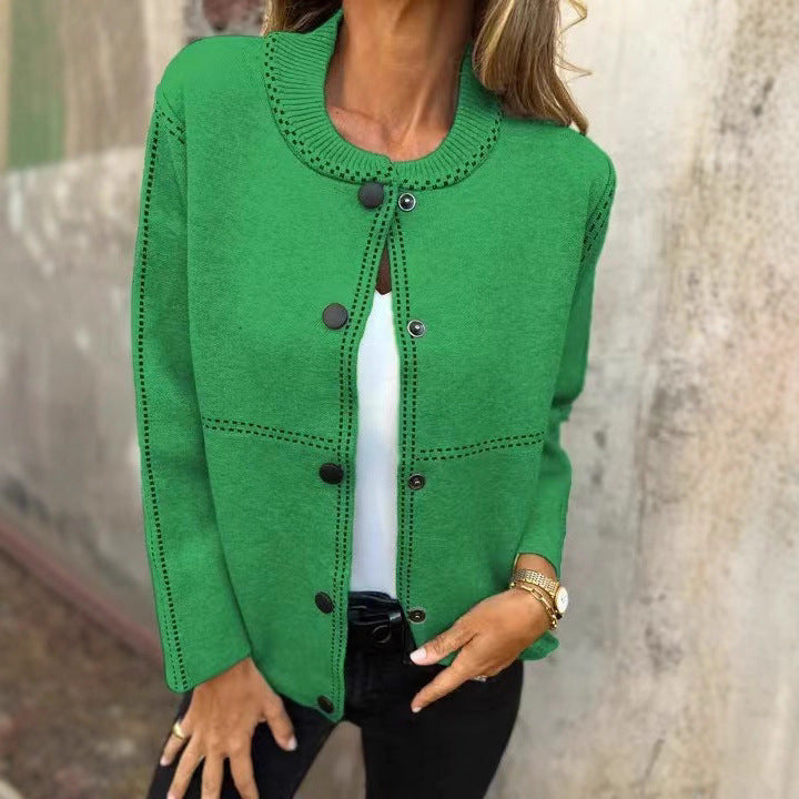 Ladies Loose Knit Vest with Buttons and Decorative Stitching Lune London