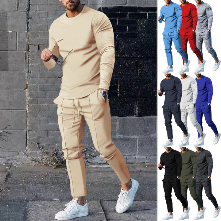 Men's Long Sleeve Sporty T-Shirt and Chino Jogging Pants Lune London