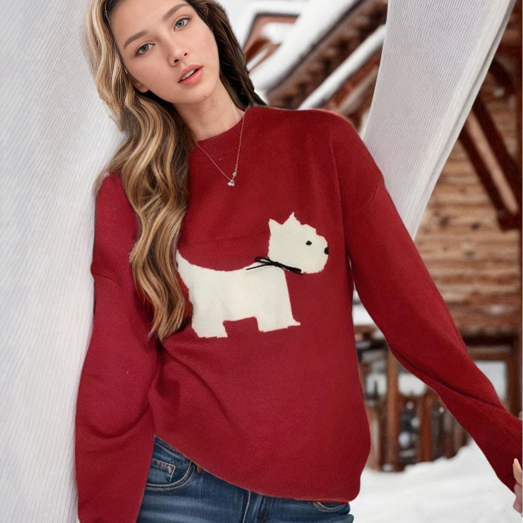 Ladies comfortable knitted sweater with cute animal pattern Lune London