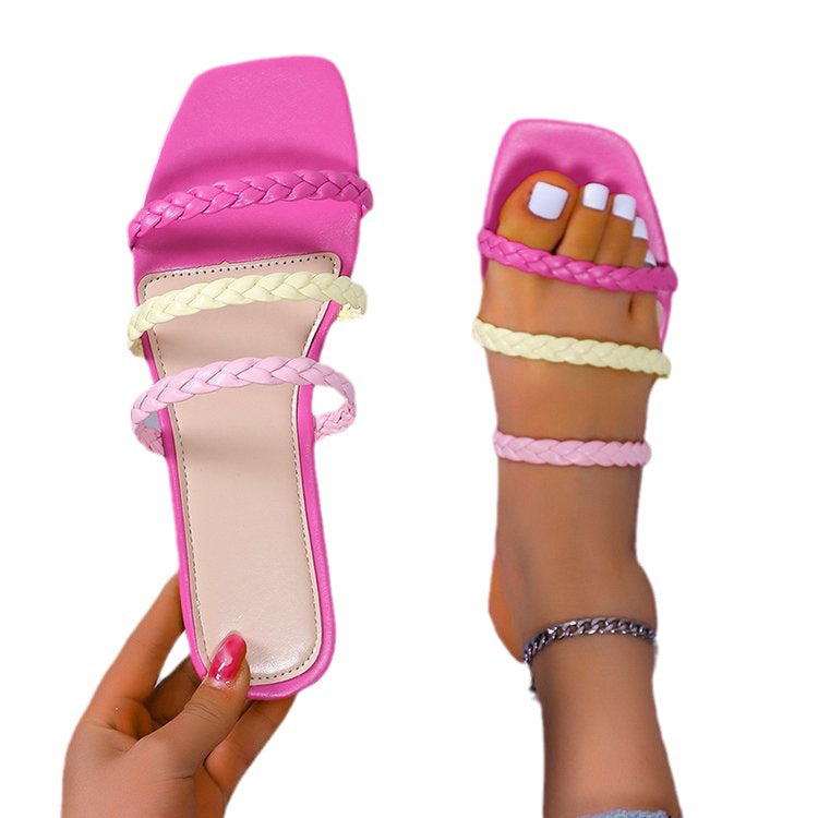 Elegant Women Strap Sandals with Woven Detail Lune London