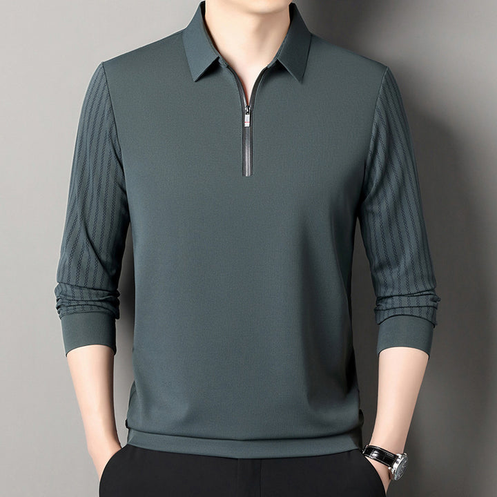 Men's polo with double high collar and breathable inserts Lune London
