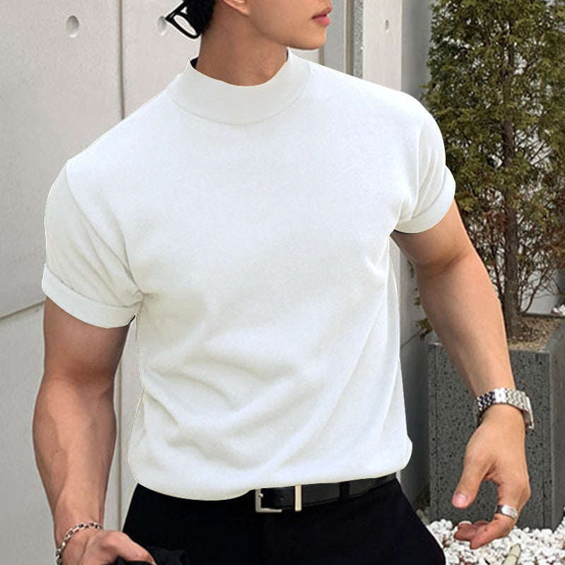 Modern men's short sleeve t-shirt with high collar and high quality material Lune London