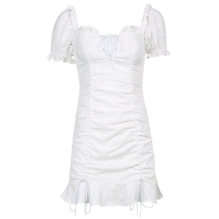 Ladies refined summer cut with ruffle and lace details Lune London