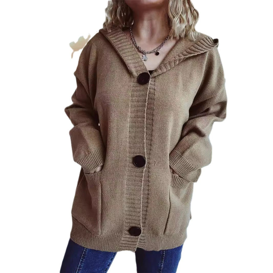 Cardigan confortable pour femmes avec capuche et poches appliquées Chic & Stil